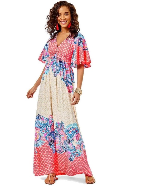 Lilly Pulitzer Dresses & Skirts - Lilly Pulitzer Minka Maxi Dress in the "Coral Spritz Beach Bungalow" Sz 14